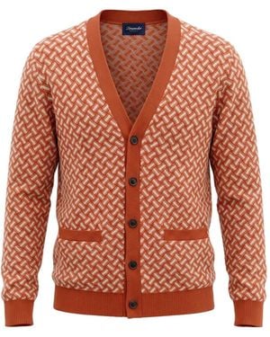 Drumohr Razor Blade Biscottino-Jacquard Cardigan - Orange