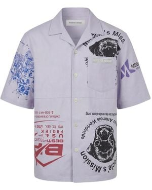 Marine Serre Scout Graphic-Print Bowling Shirt - Gray