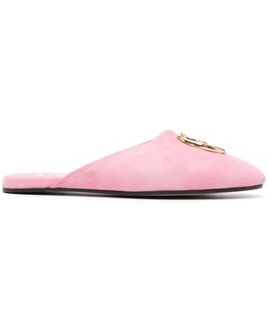 Bally Gylon Logo-Plaque Suede Slippers - Pink