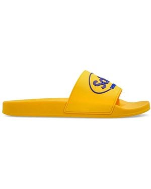 Balenciaga X Scholl Logo-Embossed Slides - Yellow