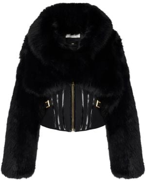 Elisabetta Franchi Veste Corset À Effet Texturé - Noir
