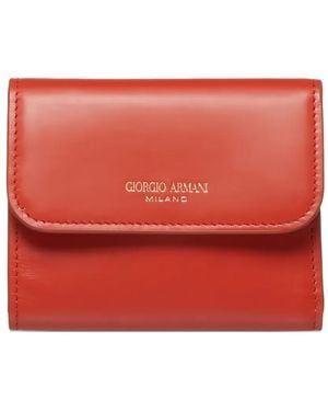 Giorgio Armani Portefeuille Pliant À Plaque Logo - Rouge