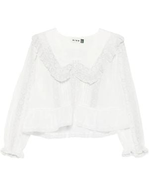 RIXO London Gerüschtes Caserta Broderie Oberteil - Weiß