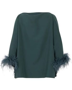 Gianluca Capannolo Feather-Trim Boat-Neck Blouse - Green