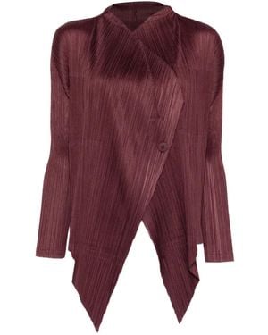 Pleats Please Issey Miyake Pleated Buttoned Blouse - Red
