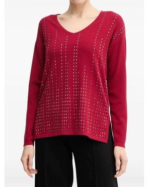 Joseph Ribkoff Embellished V-Neck Top - Red