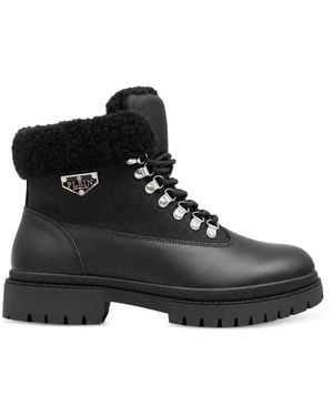 Philipp Plein Veterlaarzen Met Afwerking Van Imitatiebont - Zwart