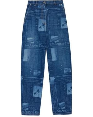 Palm Angels Vaqueros con periódico estampado - Azul