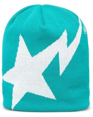 A Bathing Ape Star Lightning-Motif Beanie Hat - Blue