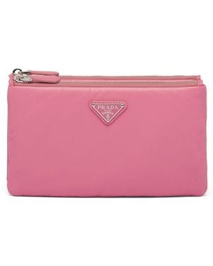 Prada Dividable Logo-Plaque Pouch - Pink