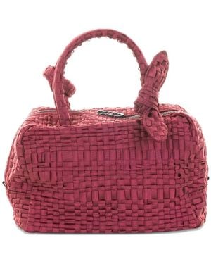 Maria La Rosa Woven-Texture Bow-Detail Tote Bag - Purple