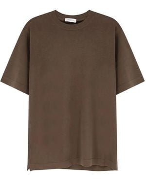 Bramani Cashmere Crew-Neck Short-Sleeve T-Shirt - Brown
