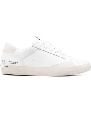 Crime London Distressed-Effect Leather Trainers - White