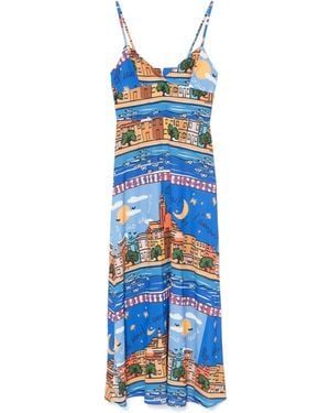 ALESSANDRO ENRIQUEZ Midikleid aus Jersey - Blau