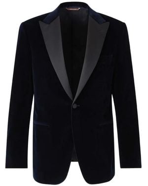 Canali Velvet Single-Breasted Blazer - Blue