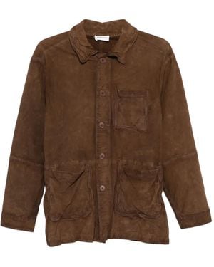 P.A.R.O.S.H. Long-Sleeve Suede Jacket - Brown