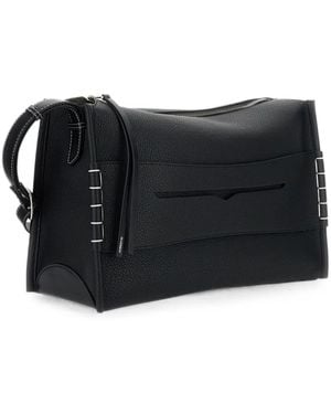 JW Anderson Stitched-Edge Leather Shoulder Bag - Black