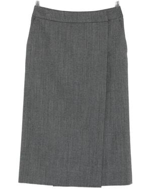 Ermanno Scervino Herringbone-Pattern Wrap Midi Skirt - Gray