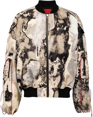 A BETTER MISTAKE Erosion Abstract-Print Bomber Jacket - Brown