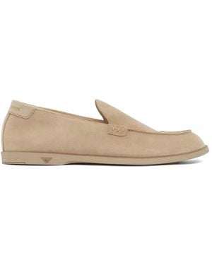 Emporio Armani Suede Boat Shoes - Natural
