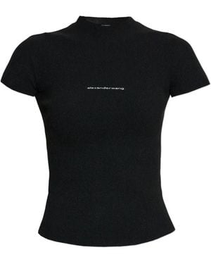 Alexander Wang Ribbed Short-Sleeve Top - Black