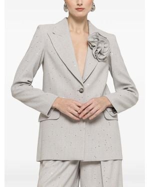 Nissa Floral-Detail Blazer - White