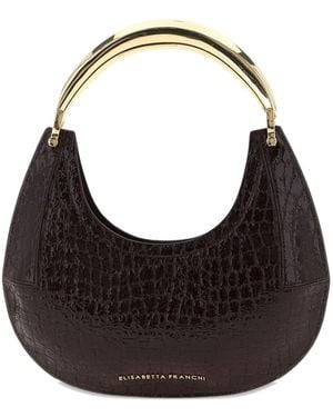Elisabetta Franchi Kleine Hobo Schultertasche Mit Kroko-Effekt - Schwarz