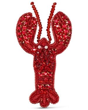 Thom Browne Crystal-Beaded Lobster Brooch - Red