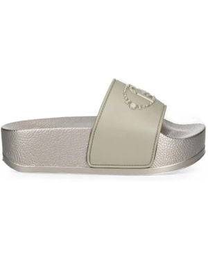 Liu Jo Logo-Embossed Platform Slides - White