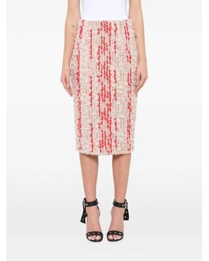 McQueen Cotton-blend Tweed Skirt - Red
