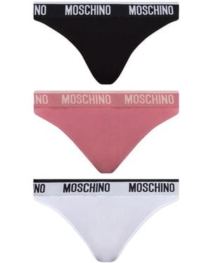 Moschino Logo-Waistband Thongs (Set Of Three) - Pink
