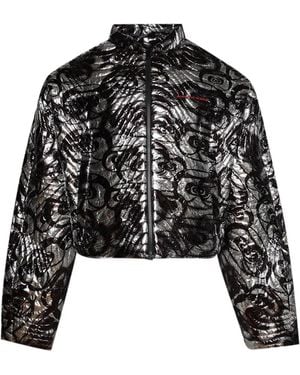 RRR123 Metallic Print Jacket - Black