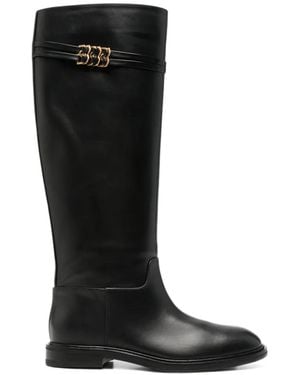 Baldinini Logo-Plaque Knee-High Boots - Black