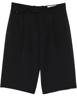 Tonywack Pleated Frayed Tailored Shorts - Black