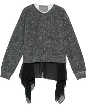 Undercover Herringbone-Pattern Layered Cardigan - Gray