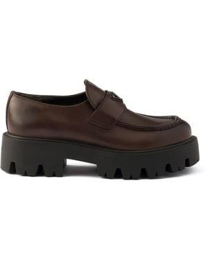 Prada Leather Loafers - Brown