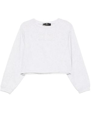 Elisabetta Franchi Logo-embroidered cropped sweater - Weiß