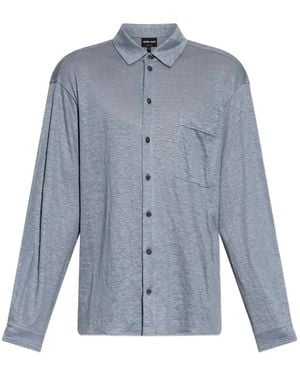Giorgio Armani Long-Sleeved Linen Shirt - Blue