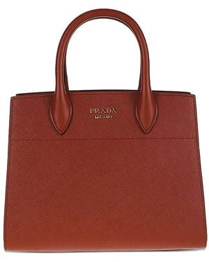 Prada Leather Tote Bag - Red