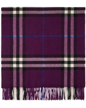 Burberry チェック カシミアスカーフ - パープル