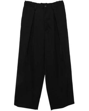 Ssstein Pleated Elasticated-Waist Trousers - Black
