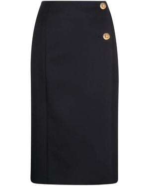 Givenchy Wool-Blend Straight Skirt - Blue