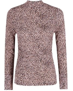 FARM Rio Leopard-Print Top - Pink