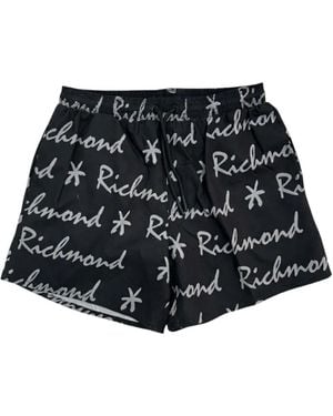 John Richmond Logo-Print Drawstring Swim Shorts - Black