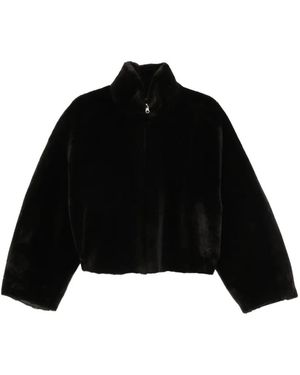 Arma High-Neck Shearling Coat - Black