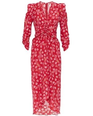 Isabel Marant Albini Ruched-Detail Asymmetric Dress - Red