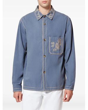 Isabel Marant Rudy Embroidered Shirt Jacket - Blue