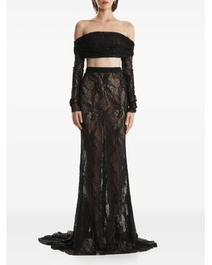 2310 STUDIO Sequin-Embellished Lace Maxi Skirt - Black