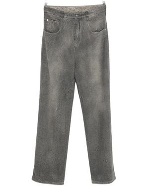 Ermanno Scervino Geometric-Pattern Wide-Leg Jeans - Grey