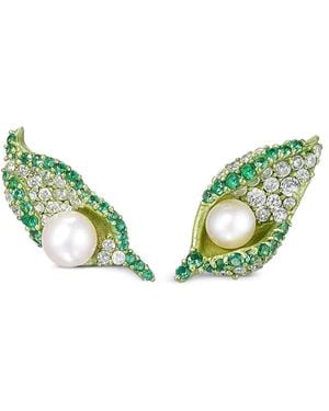 Anabela Chan 14K And 18K Vermeil Dew Drop Petal Multi-Stone Earrings - Green